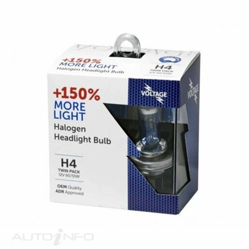 Voltage Halogen Headlight Bulb +150% H4 12V 60/55W Twin Pack - VGH4150