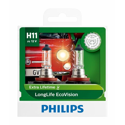 Philips 12362LLECOS2 Longlife Ecovision Headlight Bulb Globe H11 12V 55W Pk2