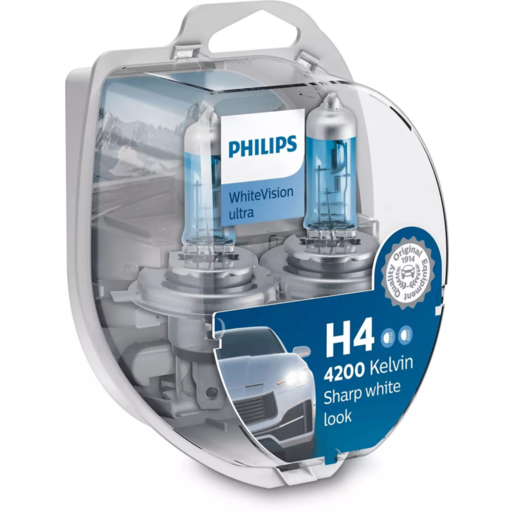 Philips H4 Globe White Vision Ultra 4200K 12V 55W Pack2 - 12342WVUSM 