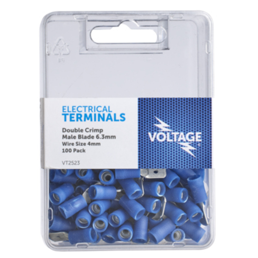 Voltage Electronic Terminal - Male Blade Blue 6.3mm - VT2523