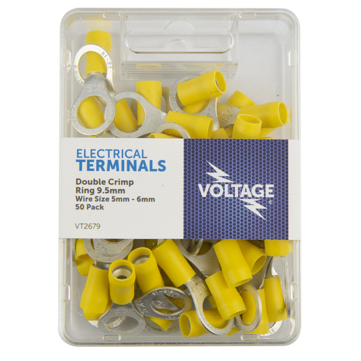 Voltage Ring Terminal Yellow 9.5mm 50 pack - VT2679 