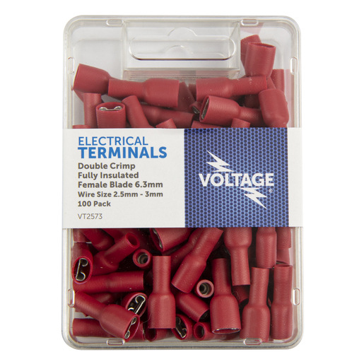 Voltage Blade Fem Terminal Red Insulated 6.3mm 100pk - VT2573 