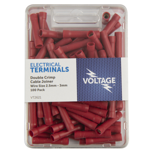 Voltage Electrical Terminal Cable Joiner Red 100 pack - VT2621