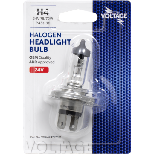 Voltage Globe H4 24V 75/70W Halogen Headlight Bulb 1PK - VGH4247570B1