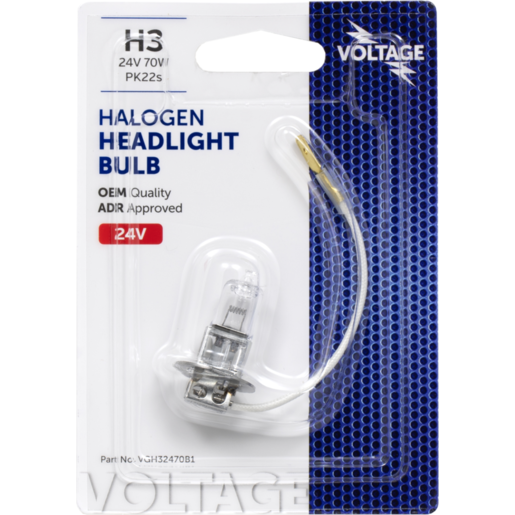 Voltage Globe H3 24V 70W PK22S Halogen Headlight Bulb 1PK - VGH32470B1