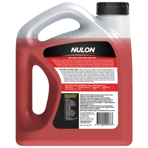 Nulon Red Premium Long Life Coolant 100% Concentrate 2.5L - RLL2.5