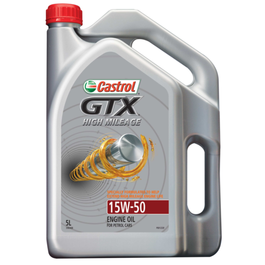 Castrol GTX 15W-50 High Mileage Petrol Engine Oil 5L - 3413802