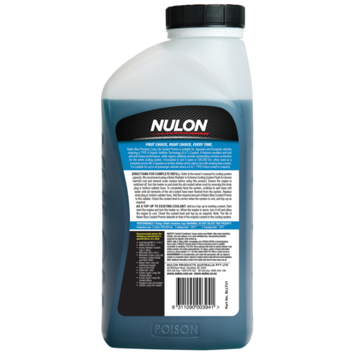 Nulon Blue Premium Long Life Coolant Premix 1L - BLLTU1