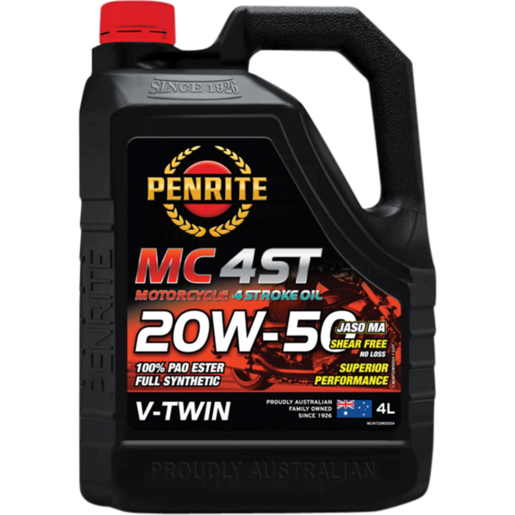 Penrite MC-4ST 20W-50 V Twin Full Synthetic 4 Stroke Oil 4L - MC4VT20W50004