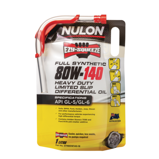 Nulon 80W-140 Full Synthetic Heavy Duty Slip Differential Oil 1L - SYN80W140-1E