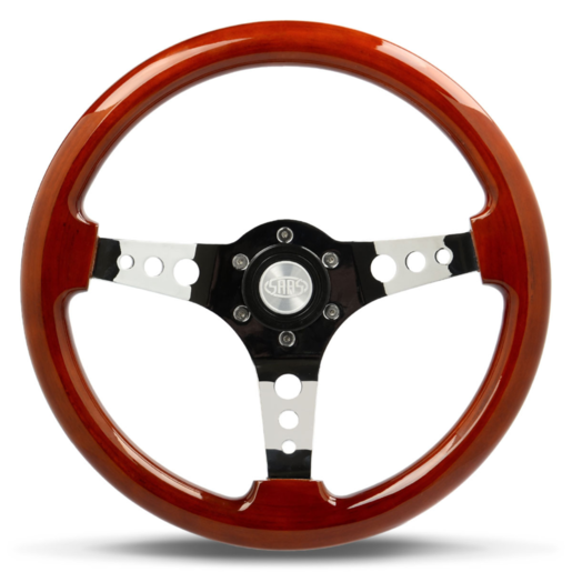 SAAS Steering Wheel Wood 14" ADR Logano Chrome Spoke - SW506CW