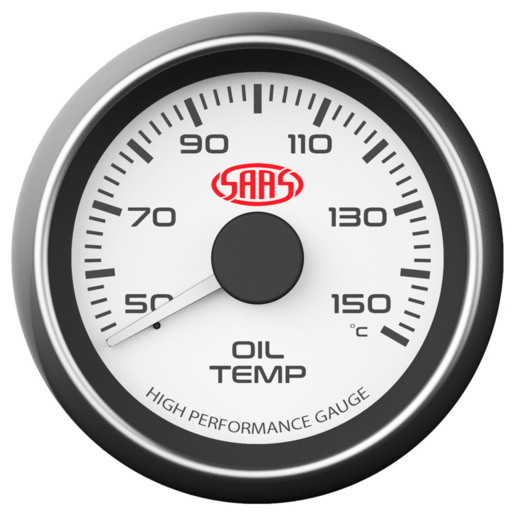 SAAS Oil Temp Gauge 50-150 52mm White Muscle Series - SG-OT52W