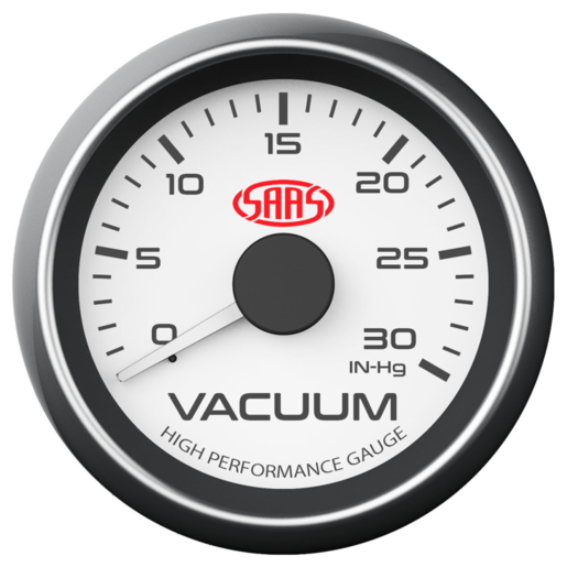 SAAS Vacuum Gauge 0-30inHg 52mm White Muscle Series - SG-VAC52W
