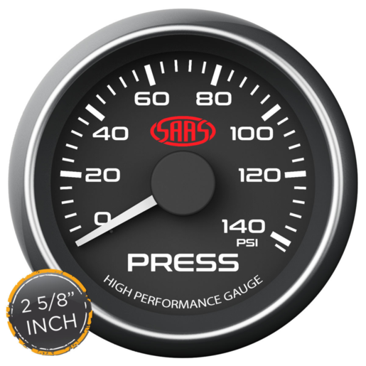 SAAS Oil Press Gauge 0-140psi 2 5/8 inch Black Muscle Series - SG-OP258B