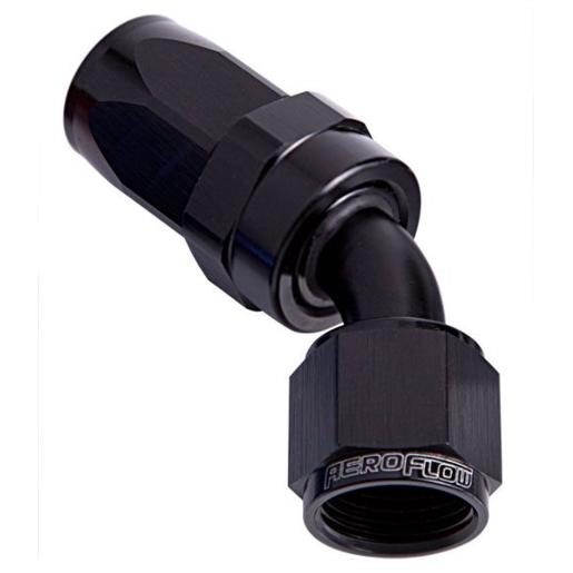 Aeroflow 100 Series Taper 45 Degree Swivel Hose End -8AN Black - AF102-08BLK