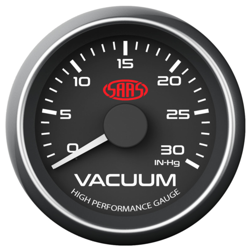 SAAS Vacuum Gauge 0-30inHg 52mm Black Muscle Series - SG-VAC52B