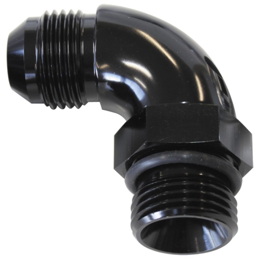 Aeroflow 90 Degree ORB to Male AN Full Flow Adapter -8 ORB to -8AN - AF903-08BLK