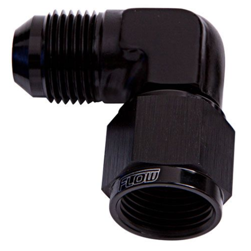 Aeroflow 90 Deg Female/Male Flare Swivel -6AN Black - AF143-06BLK