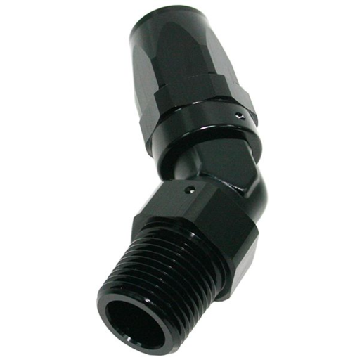 Aeroflow Male NPT Taper Swivel 45 Degree Hose End 1/4" to -8AN - AF828-08-04BLK