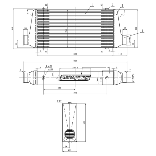 Aeroflow Street Series Intercooler 600 x 300 x 76mm - AF90-1000