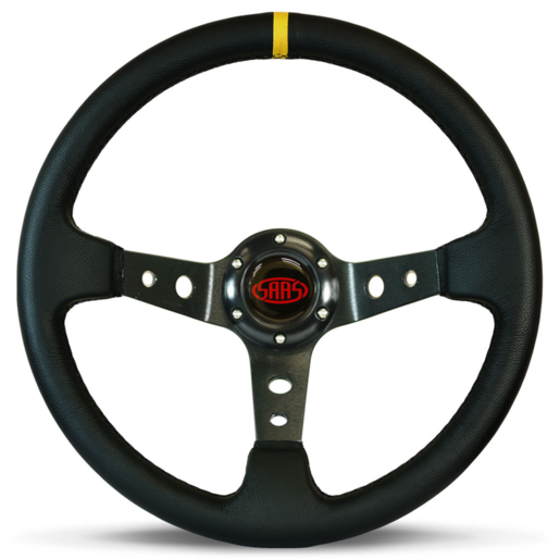 SAAS Steering Wheel Leather 14inch ADR GT Deep Dish Black W/ Holes - SWGT2