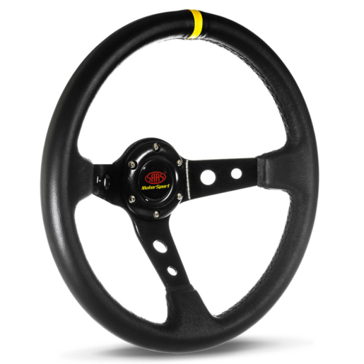 SAAS Steering Wheel Leather 14inch ADR GT Deep Dish Black W/ Holes - SWGT2