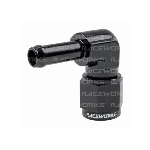 Raceworks Female AN-6 To 5/16" Barb 90 Degrees - RWF-413-06-05BK