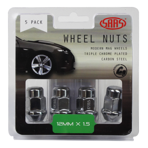 SAAS Wheel Nuts Acorn Bulge 12 x 1.50 Chrome 35mm 5Pk - 335365