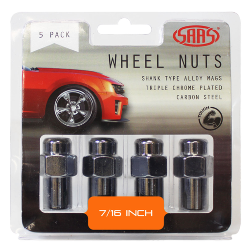 SAAS Wheel Nuts Mag 7/16inch Chrome 43mm 5Pk - 743405
