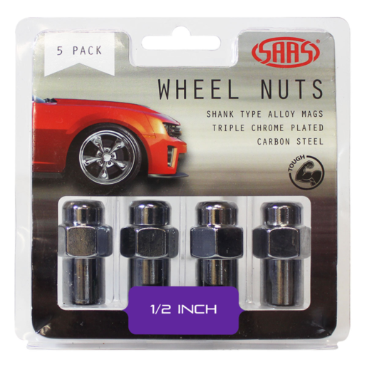 SAAS Wheel Nuts Mag 1/2inch Chrome 43mm 5Pk - 743415