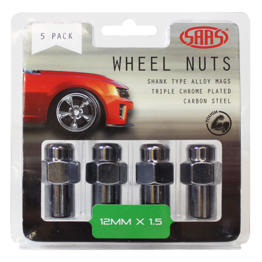 SAAS Wheel Nuts Mag 12 x 1.50 Chrome 43mm 5Pk - 743465