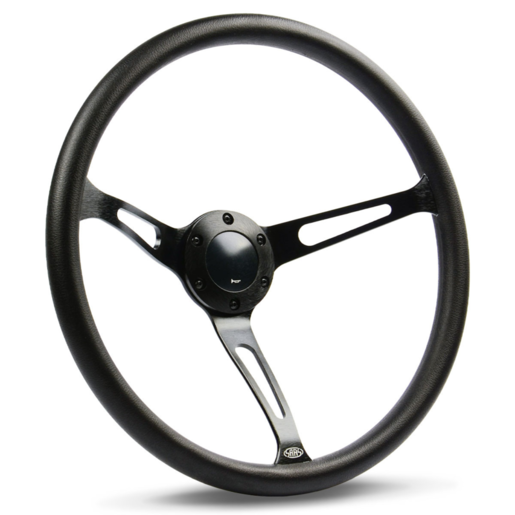 SAAS Steering Wheel Poly 15" Classic Deep Dish Black Alloy Slots - SW25910