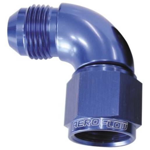 Aeroflow Blue Finish 90 Full Flow Female/Male Flare Swivel -8AN - AF543-08