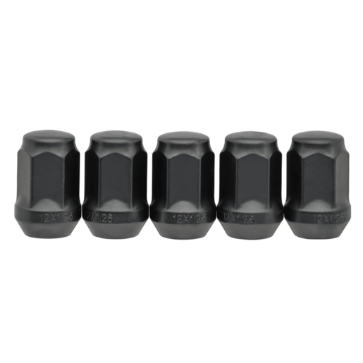 Performance Plus Wheel Nuts Flat Head Bulge 12mmX1.25 Blk 35mm 5pk - PP435955BC