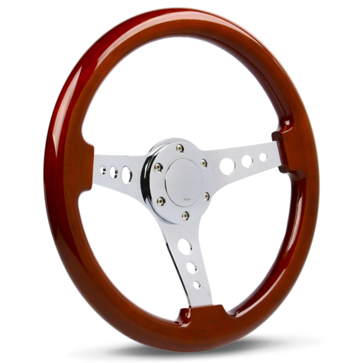 SAAS Steering Wheel Wood 14" ADR Logano Chrome Spoke & Button - SW506CR