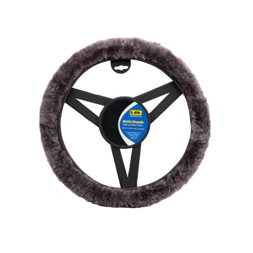 Ilana Steering Wheel Cover Sheep Skin Charcoal - 22/SWSCHA