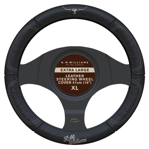 R.M.Williams Steering Wheel Cover Black XL - SWRMWBLG