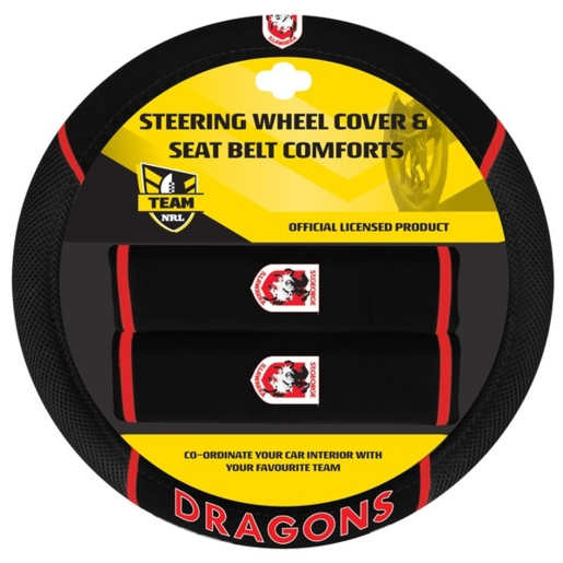 NRL Steering Wheel Cover/Seat Belt Comforts Dragons - ACNRLDRAACC