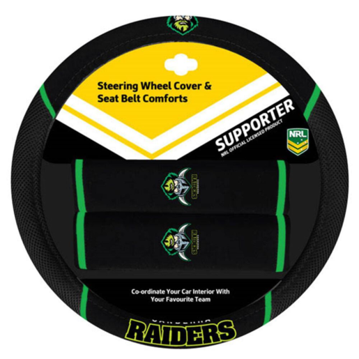 NRL Steering Wheel Cover/Seat Belt Comforts Canberra Raiders - ACNRLRAIACC