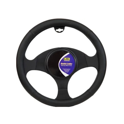 Ilana Steering Wheel Cover Genuine Leather Black - 22/GENLSWC