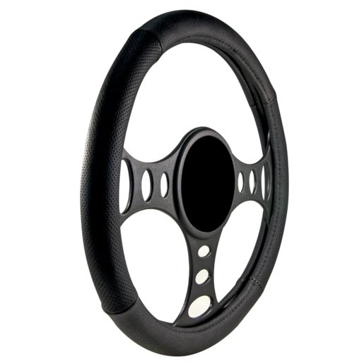 Streetwize Premium Leather Stitch Steering Wheel Cover Black - SWCPLEABLA