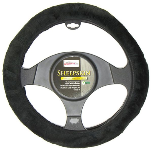 Streetwize Sheepskin Steering Wheel Cover Charcoal - SWCSHEECHA