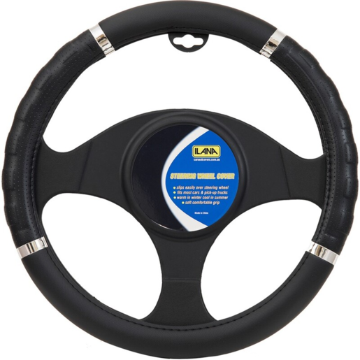 Ilana Steering Wheel Cover Laser Black - LASSWCBLK