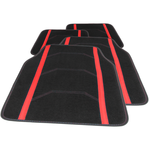 Streetwize Speedway Carpet Floor Mats Red/Black - SWSPW4RED
