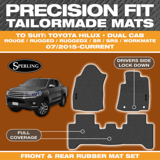 Sperling Car Mats to Suit Toyota Hilux 07/2015 - Current - MRBTY002BLK2RW