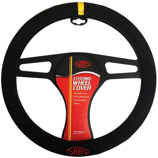 SAAS Steering Wheel Cover Black Suede W/ Indicator & Logo 380mm - SWC002