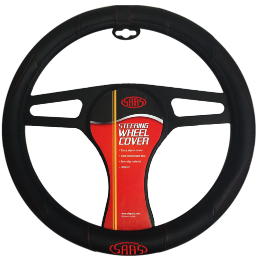 SAAS Steering Wheel Cover Black Poly With Logo 380mm - SWC004