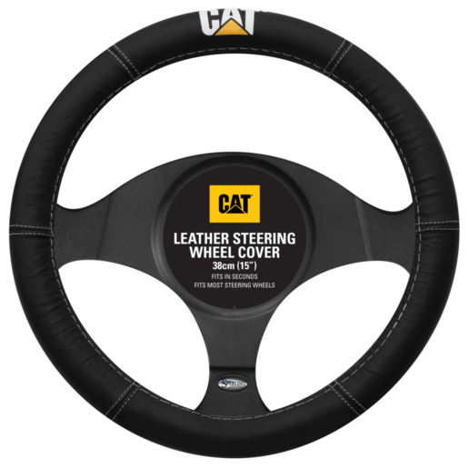 Caterpillar Leather Steering Wheel Cover - SWCATBLK