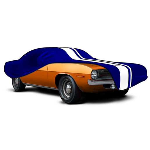 SAAS Car Cover Indoor Classic Medium 4.5m Blue w/ White Stripes - SC1021