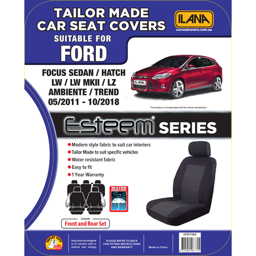 Ilana Esteem Tailor Made 2 Row Seat Cover To Suit Ford - EST6771BLK